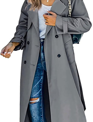 Layla Women's Oversized Double-Breasted Belted Longline Trench Coat - Nora & Rose Maine, view 12