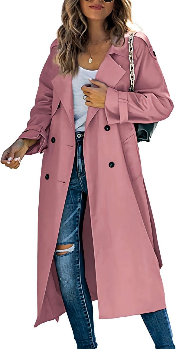 Layla Women's Oversized Double-Breasted Belted Longline Trench Coat - Nora & Rose Maine, view 13