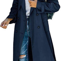 Layla Women's Oversized Double-Breasted Belted Longline Trench Coat - Nora & Rose Maine