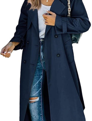 Layla Women's Oversized Double-Breasted Belted Longline Trench Coat - Nora & Rose Maine