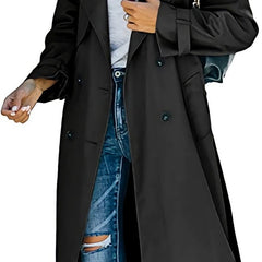 Layla Women's Oversized Double-Breasted Belted Longline Trench Coat - Nora & Rose Maine, view 2