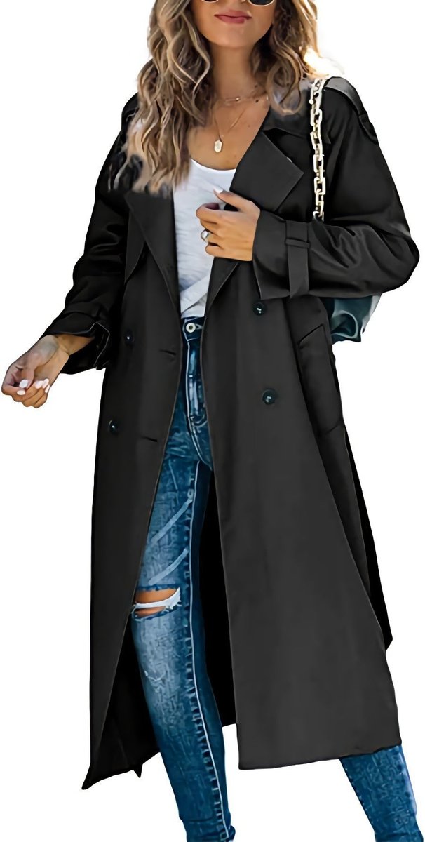 Layla Women's Oversized Double-Breasted Belted Longline Trench Coat - Nora & Rose Maine, view 2