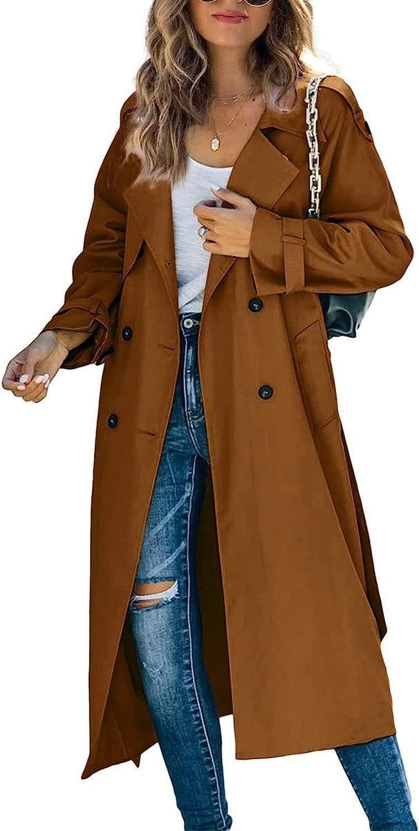Layla Women's Oversized Double-Breasted Belted Longline Trench Coat - Nora & Rose Maine, view 3