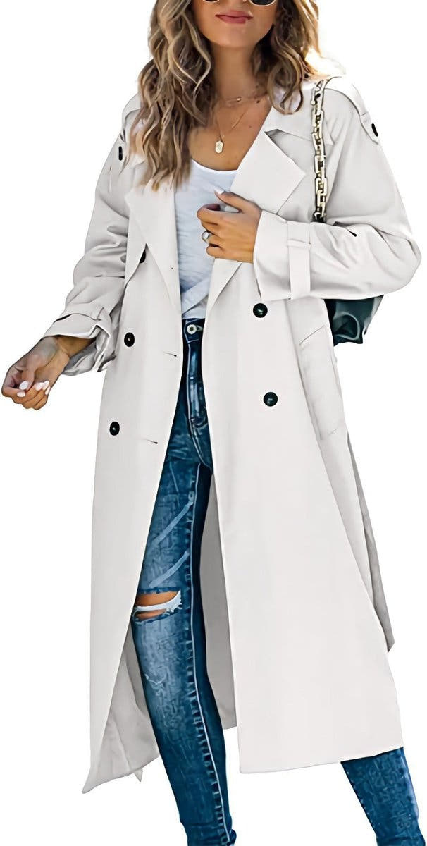 Layla Women's Oversized Double-Breasted Belted Longline Trench Coat - Nora & Rose Maine, view 5