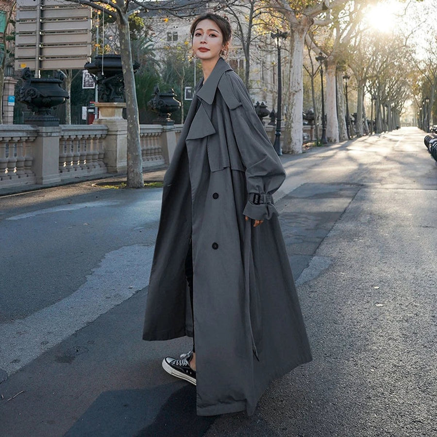 Evelyn Women's Oversized Double-Breasted Long Trench Coat - Nora & Rose Maine, view 2