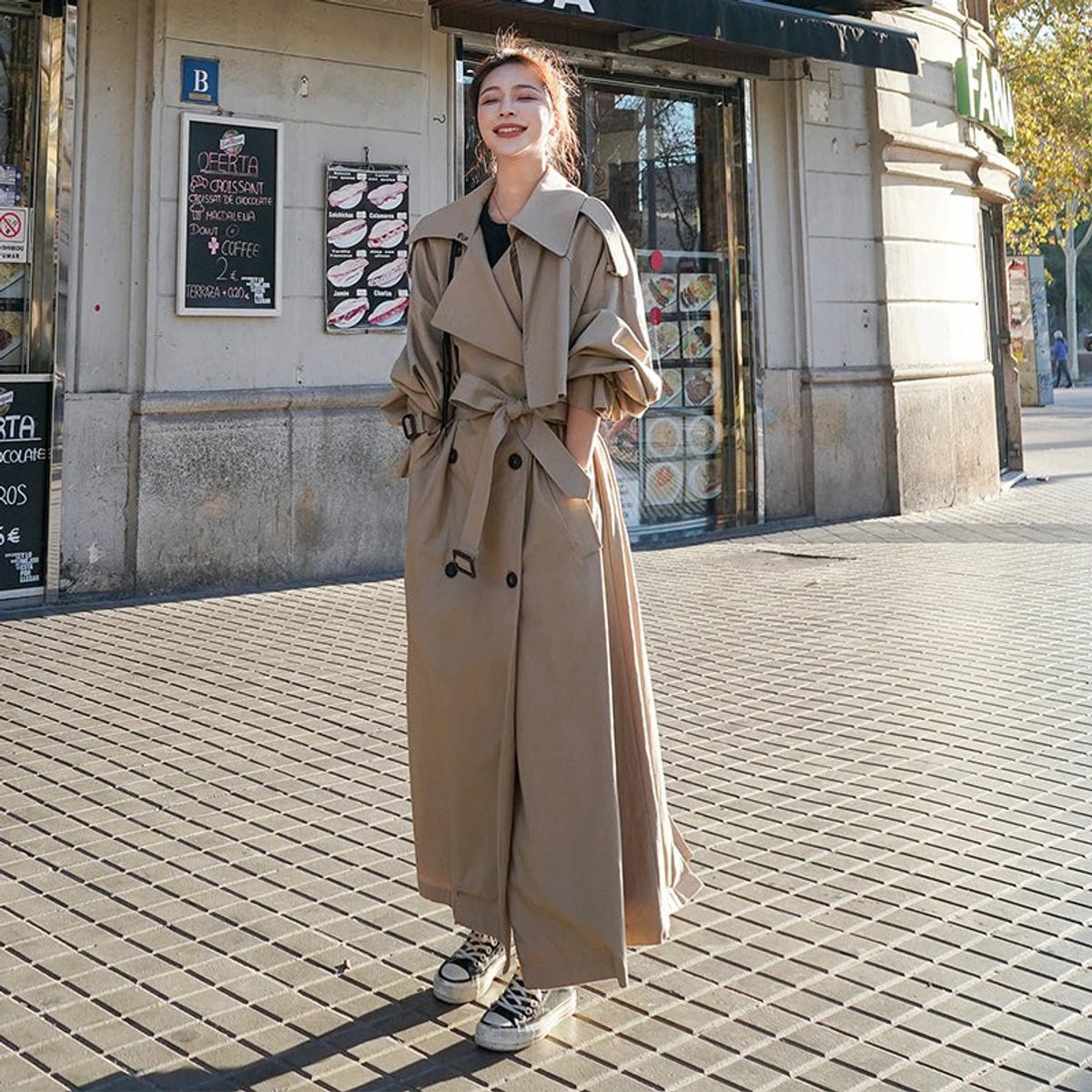 Evelyn Women's Oversized Double-Breasted Long Trench Coat - Nora & Rose Maine, view 3