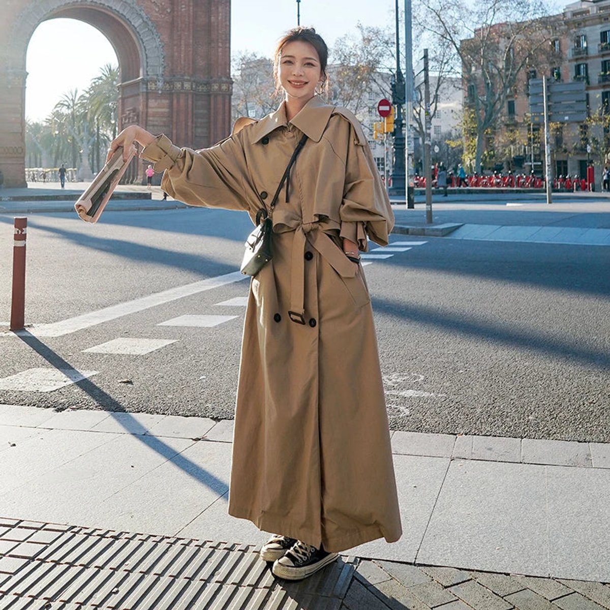 Evelyn Women's Oversized Double-Breasted Long Trench Coat - Nora & Rose Maine, view 4