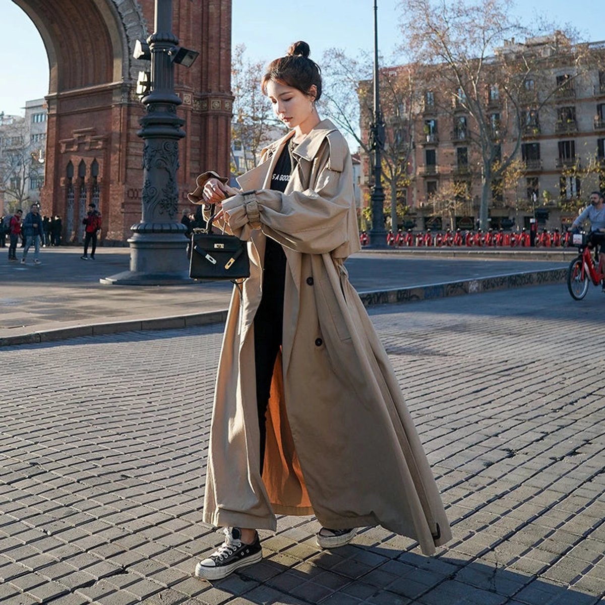 Evelyn Women's Oversized Double-Breasted Long Trench Coat - Nora & Rose Maine, view 5