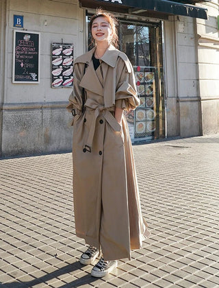 Evelyn Women's Oversized Double-Breasted Long Trench Coat - Nora & Rose Maine, view 7
