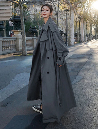 Evelyn Women's Oversized Double-Breasted Long Trench Coat - Nora & Rose Maine, view 8