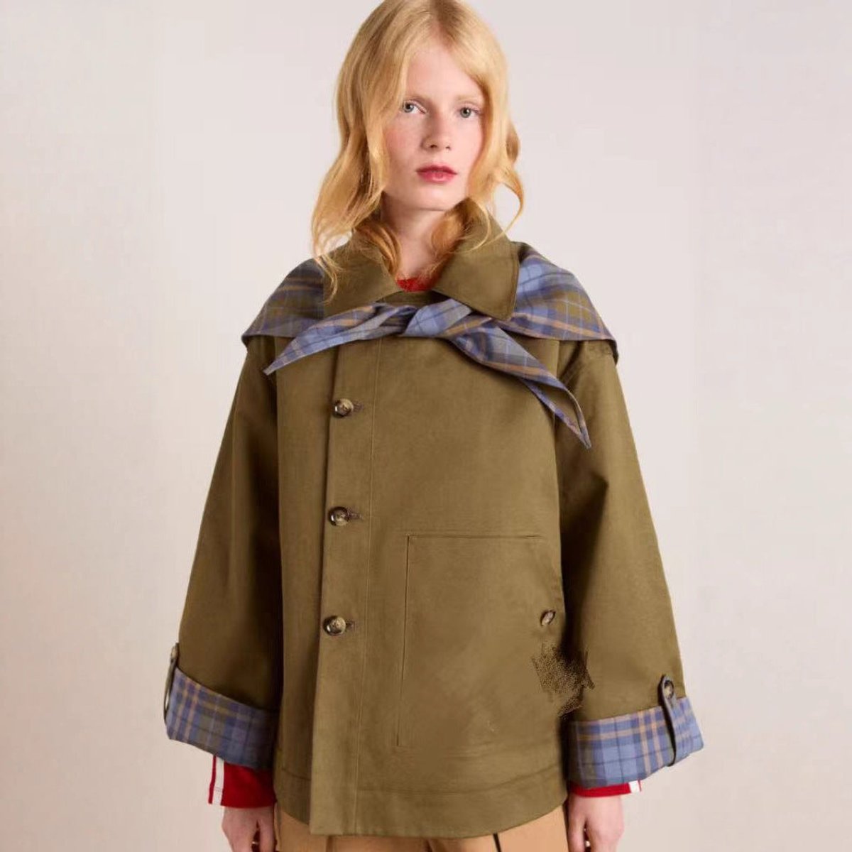 Eleanor Women's Oversized Double-Breasted Plaid-Lined Trench Coat - Nora & Rose Maine