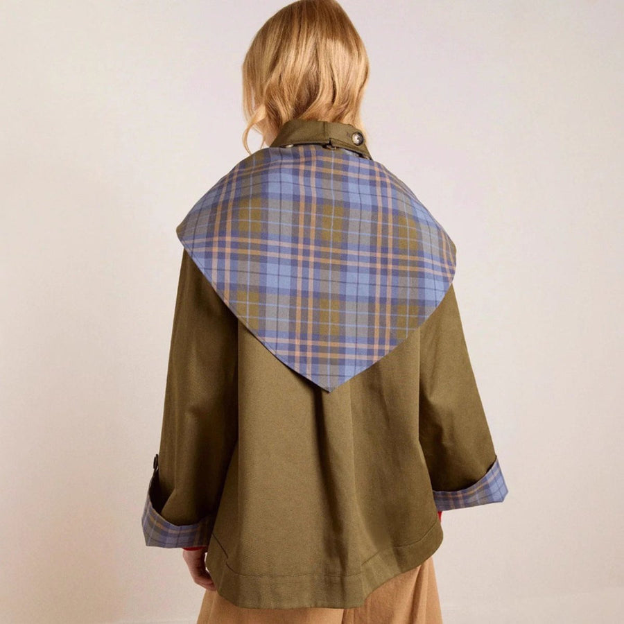 Eleanor Women's Oversized Double-Breasted Plaid-Lined Trench Coat - Nora & Rose Maine, view 2