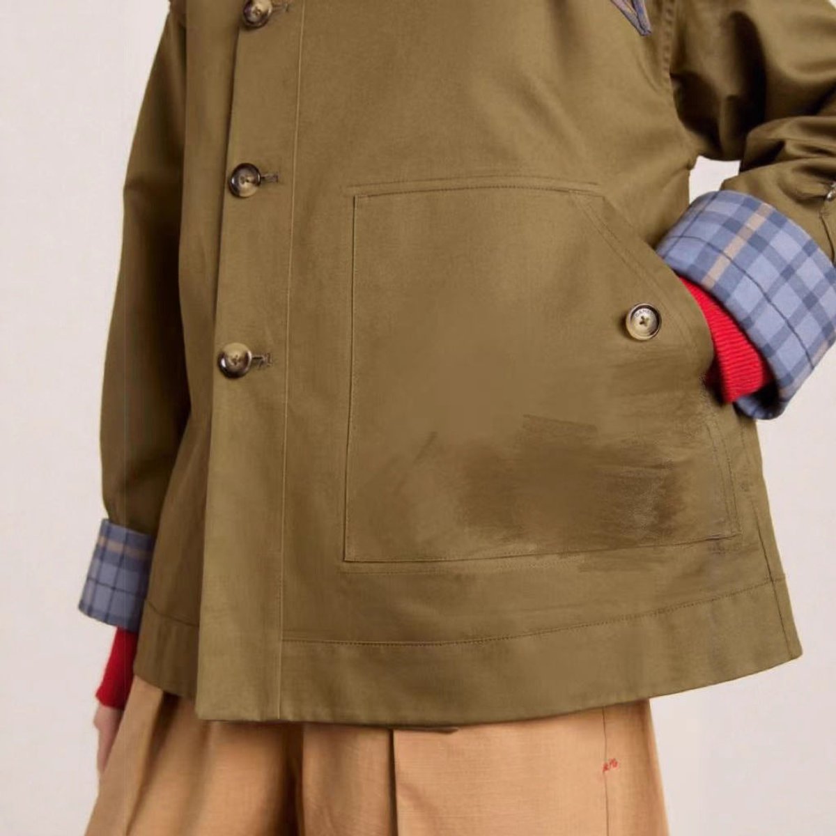 Eleanor Women's Oversized Double-Breasted Plaid-Lined Trench Coat - Nora & Rose Maine, view 3