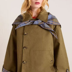 Eleanor Women's Oversized Double-Breasted Plaid-Lined Trench Coat - Nora & Rose Maine, view 6