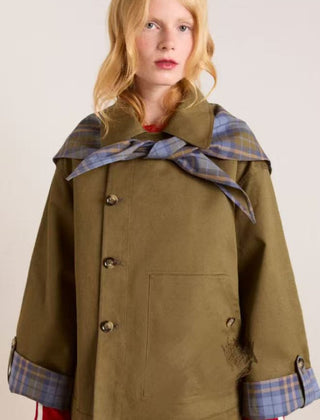 Eleanor Women's Oversized Double-Breasted Plaid-Lined Trench Coat - Nora & Rose Maine, view 6