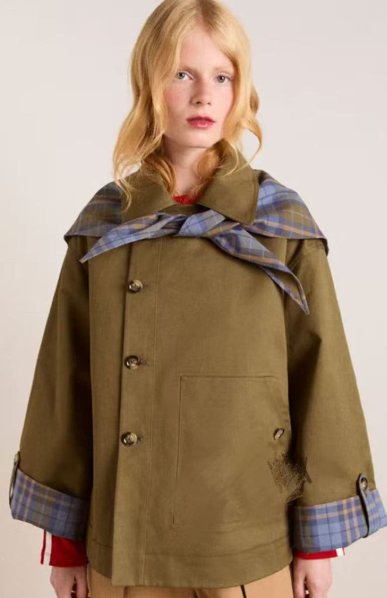 Eleanor Women's Oversized Double-Breasted Plaid-Lined Trench Coat - Nora & Rose Maine, view 6