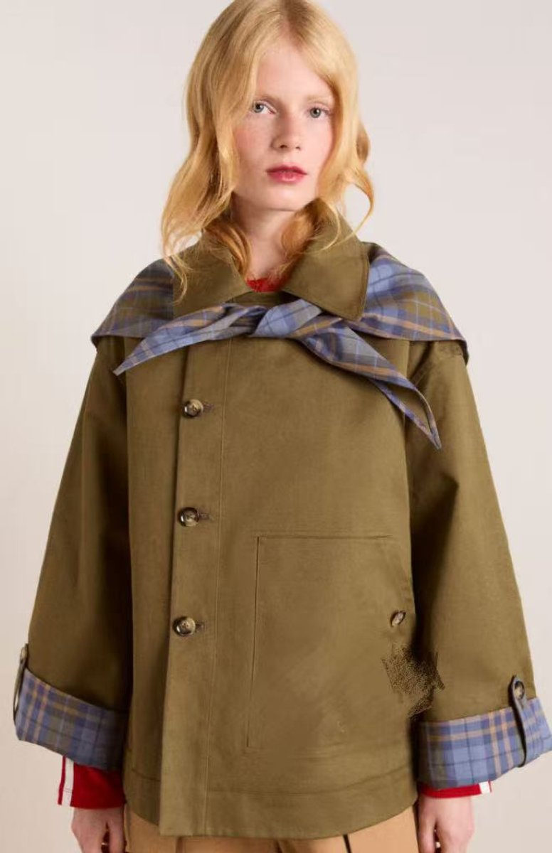 Eleanor Women's Oversized Double-Breasted Plaid-Lined Trench Coat - Nora & Rose Maine, view 6