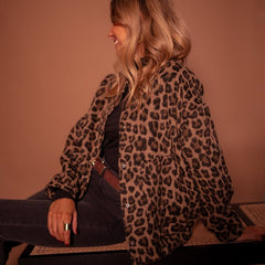Evelyn Women's Oversized Leopard Print Snap-Button Quilted Jacket - Nora & Rose Maine, view 3