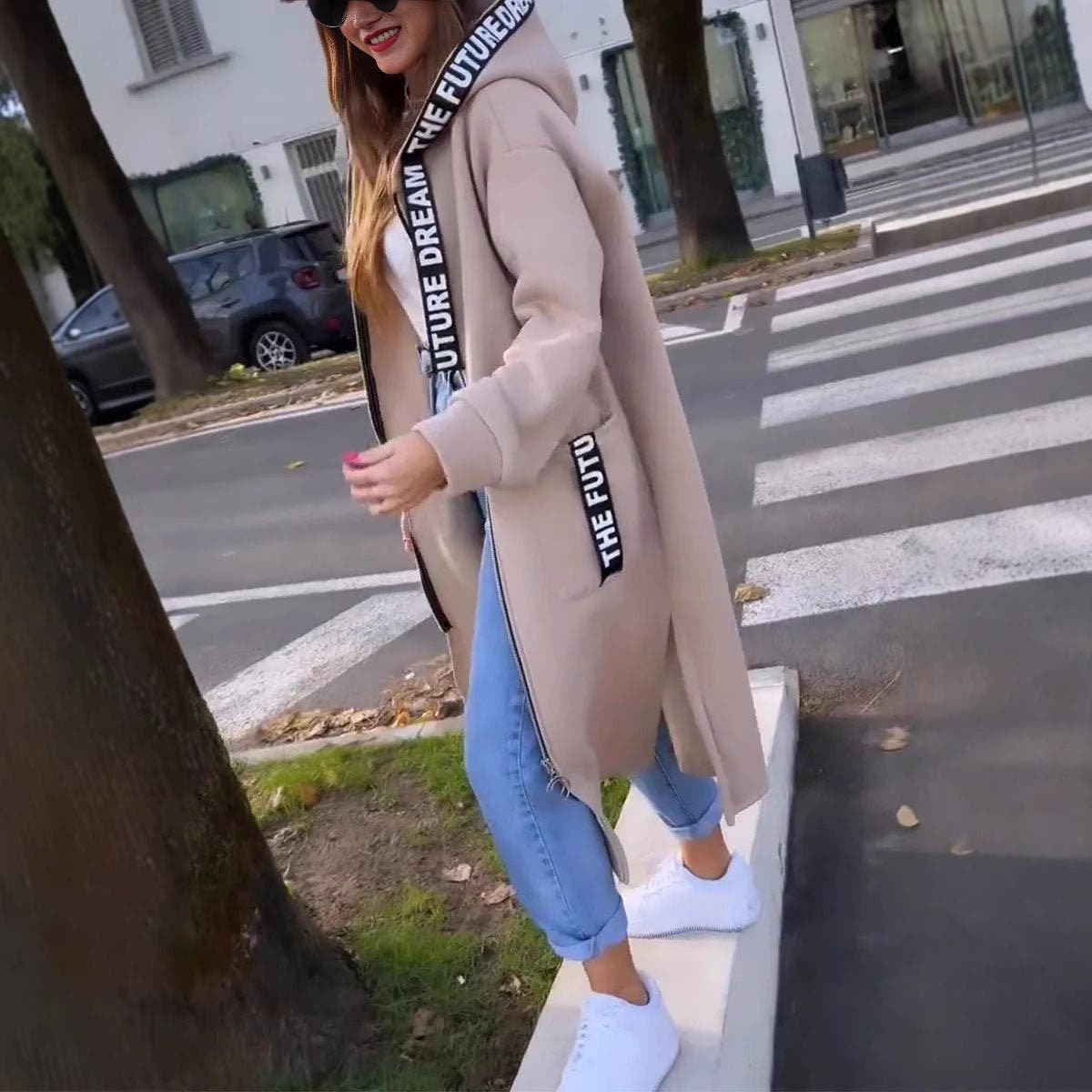 Aria Women's Oversized Long Hooded Zip-Up Coat - Nora & Rose Maine, view 7