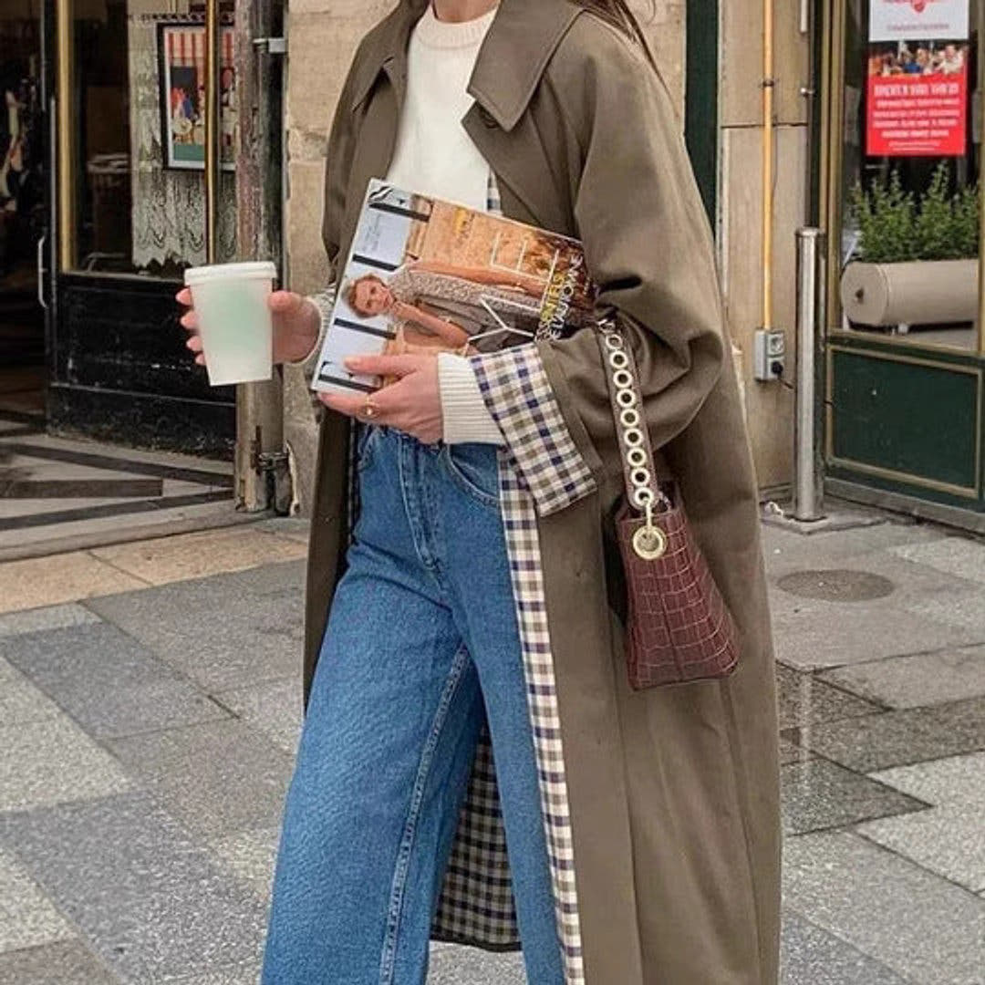 Sophia Women's Oversized Plaid-Lined Long Trench Coat - Nora & Rose Maine