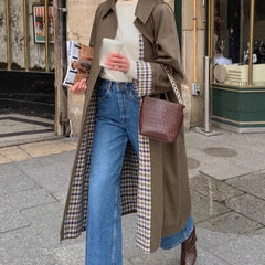 Sophia Women's Oversized Plaid-Lined Long Trench Coat - Nora & Rose Maine, view 2