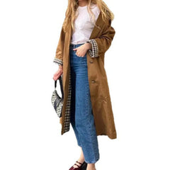 Sophia Women's Oversized Plaid-Lined Long Trench Coat - Nora & Rose Maine, view 5