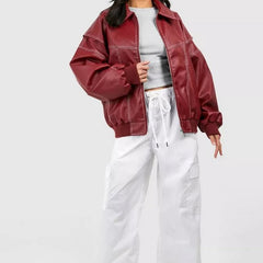 Camila Women's Oversized Quilted Jacket Contrast Stitch Bomber - Nora & Rose Maine, view 7