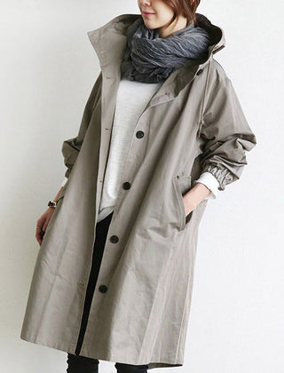 Amelia Women's Oversized Water-Resistant Button-Front Trench Coat - Nora & Rose Maine, view 2