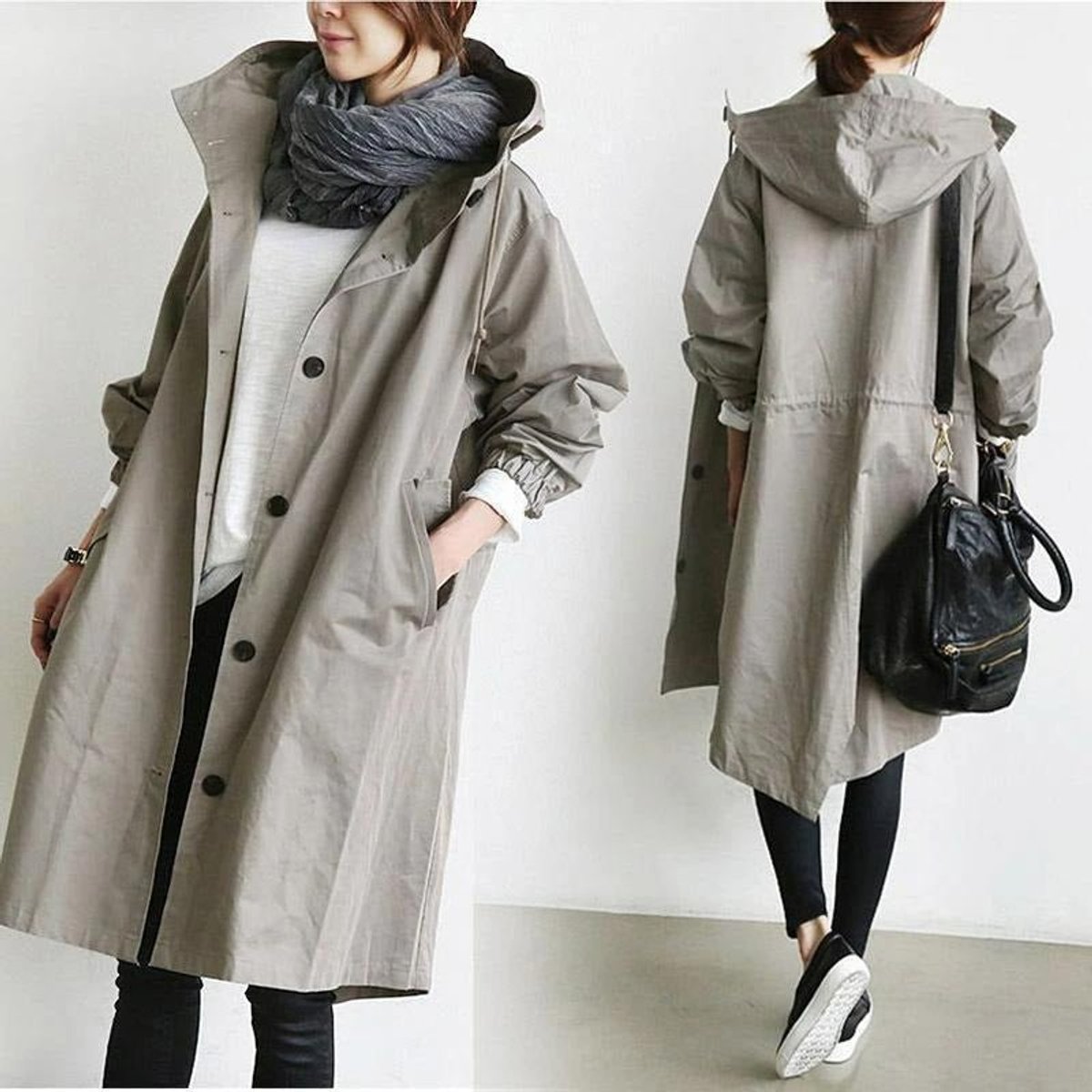 Amelia Women's Oversized Water-Resistant Button-Front Trench Coat - Nora & Rose Maine, view 10