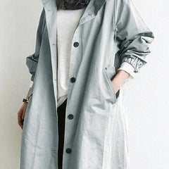 Amelia Women's Oversized Water-Resistant Button-Front Trench Coat - Nora & Rose Maine, view 3
