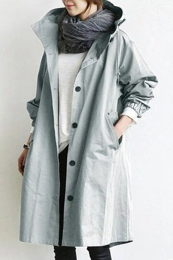 Amelia Women's Oversized Water-Resistant Button-Front Trench Coat - Nora & Rose Maine, view 3