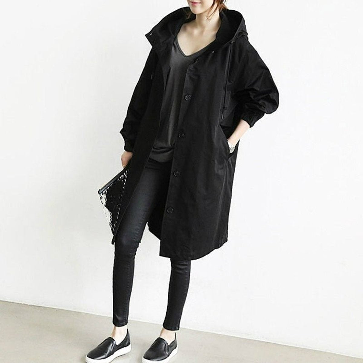 Amelia Women's Oversized Water-Resistant Button-Front Trench Coat - Nora & Rose Maine, view 5