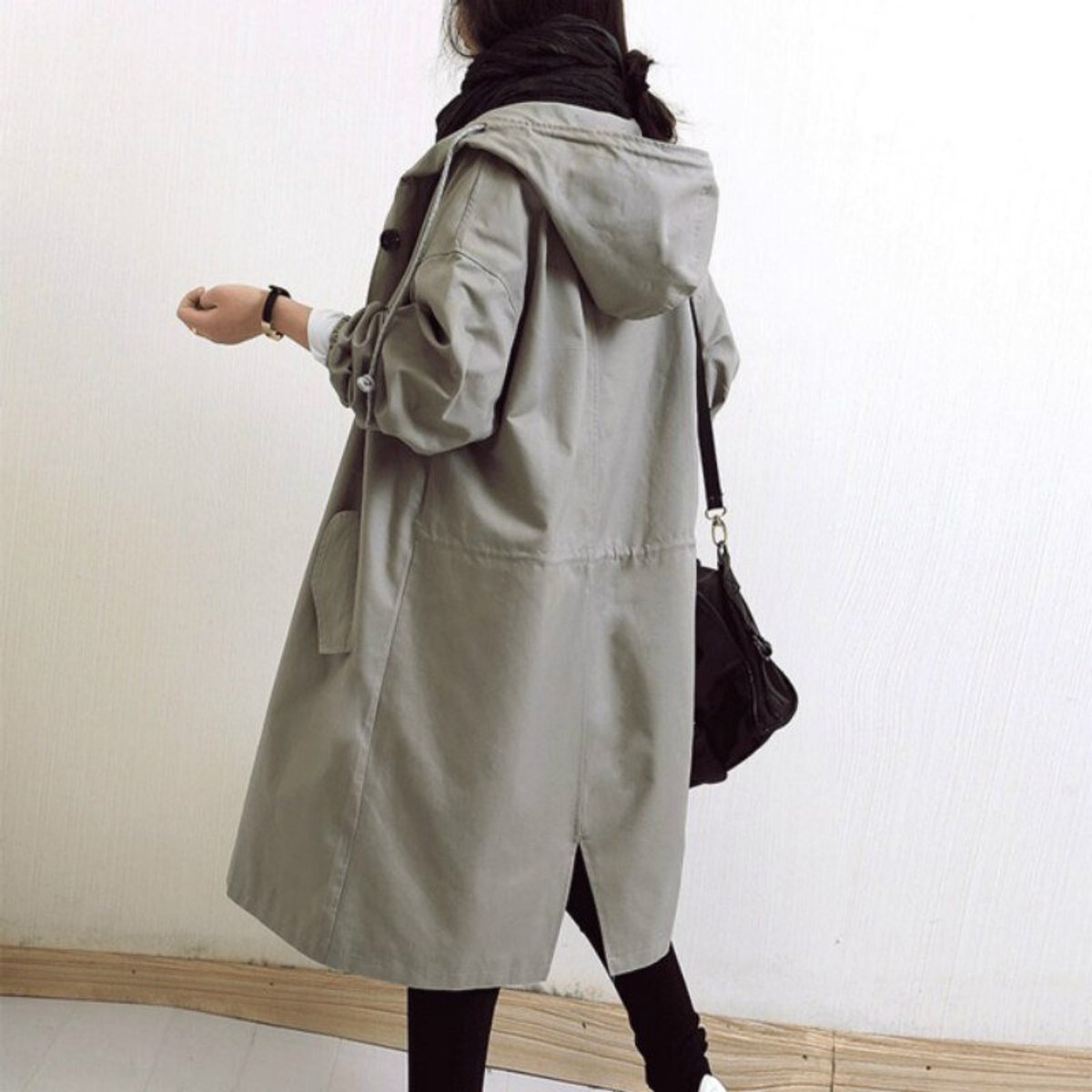 Amelia Women's Oversized Water-Resistant Button-Front Trench Coat - Nora & Rose Maine, view 6