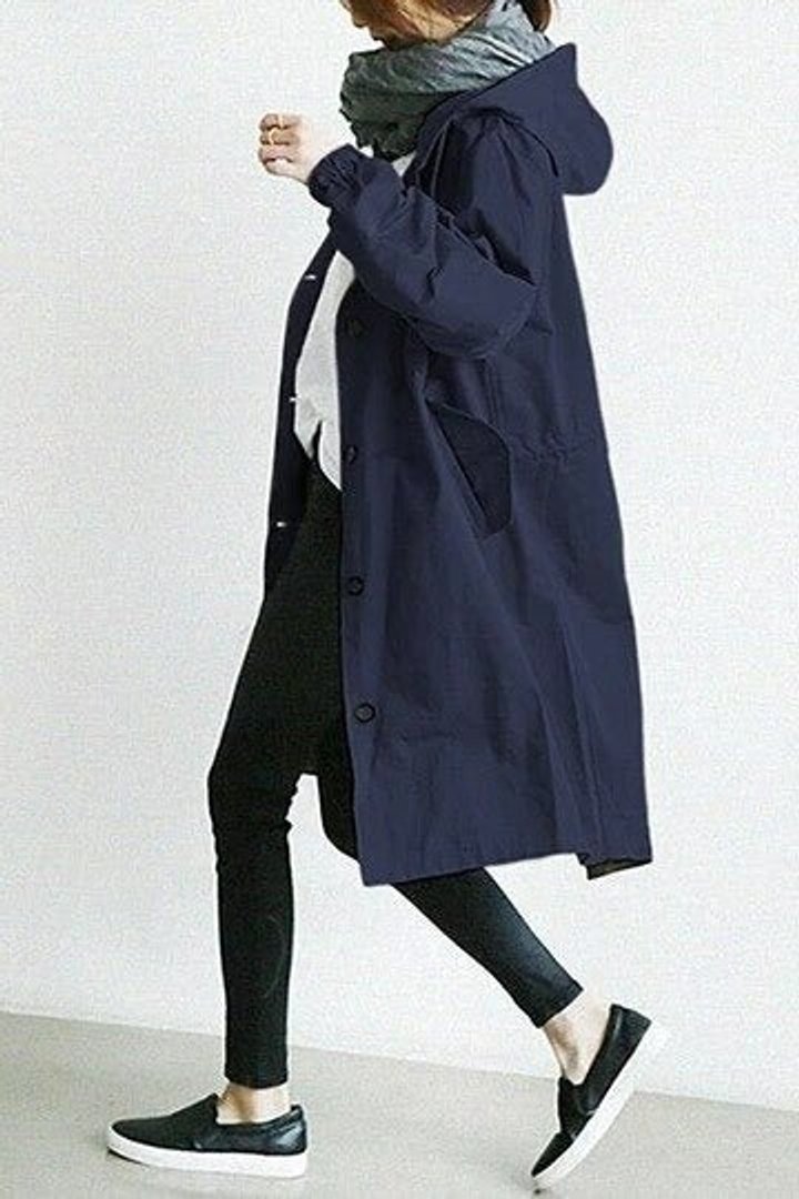 Amelia Women's Oversized Water-Resistant Button-Front Trench Coat - Nora & Rose Maine, view 7
