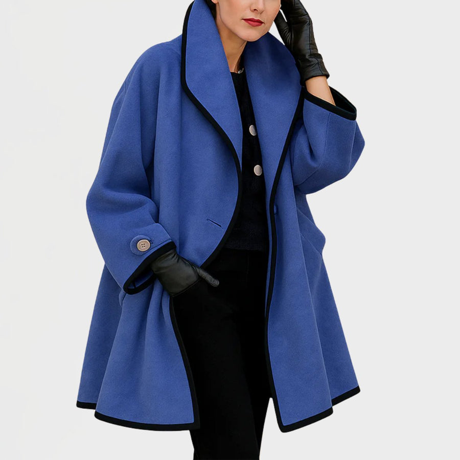 Eleanor Women's Oversized Soft-Knit Contrast-Trim Coat - Nora & Rose Maine
