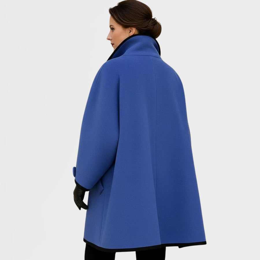 Eleanor Women's Oversized Soft-Knit Contrast-Trim Coat - Nora & Rose Maine, view 2