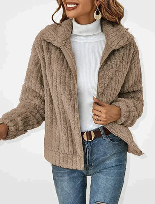 Isabella Women's Quilted Jacket Fluffy Zip-Up Plush Fleece Coat - Nora & Rose Maine, view 5