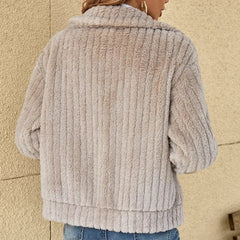 Isabella Women's Quilted Jacket Fluffy Zip-Up Plush Fleece Coat - Nora & Rose Maine, view 6