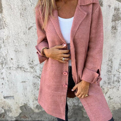 Harper Women's Relaxed-Fit Long Button-Front Lapel Coat - Nora & Rose Maine, view 2