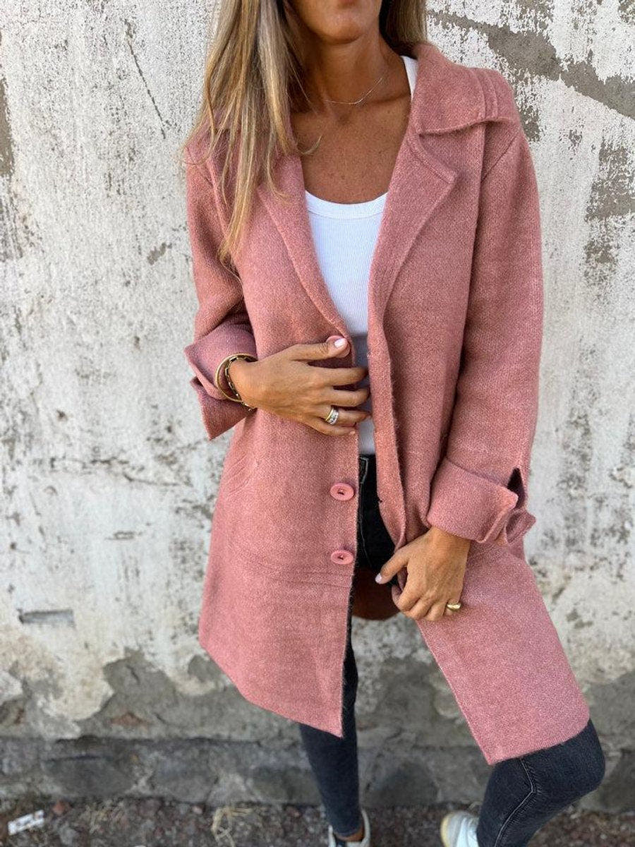 Harper Women's Relaxed-Fit Long Button-Front Lapel Coat - Nora & Rose Maine, view 2