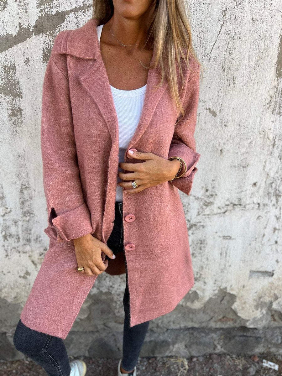 Harper Women's Relaxed-Fit Long Button-Front Lapel Coat - Nora & Rose Maine, view 3