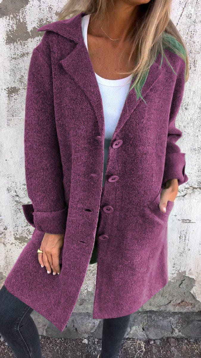 Harper Women's Relaxed-Fit Long Button-Front Lapel Coat - Nora & Rose Maine, view 6