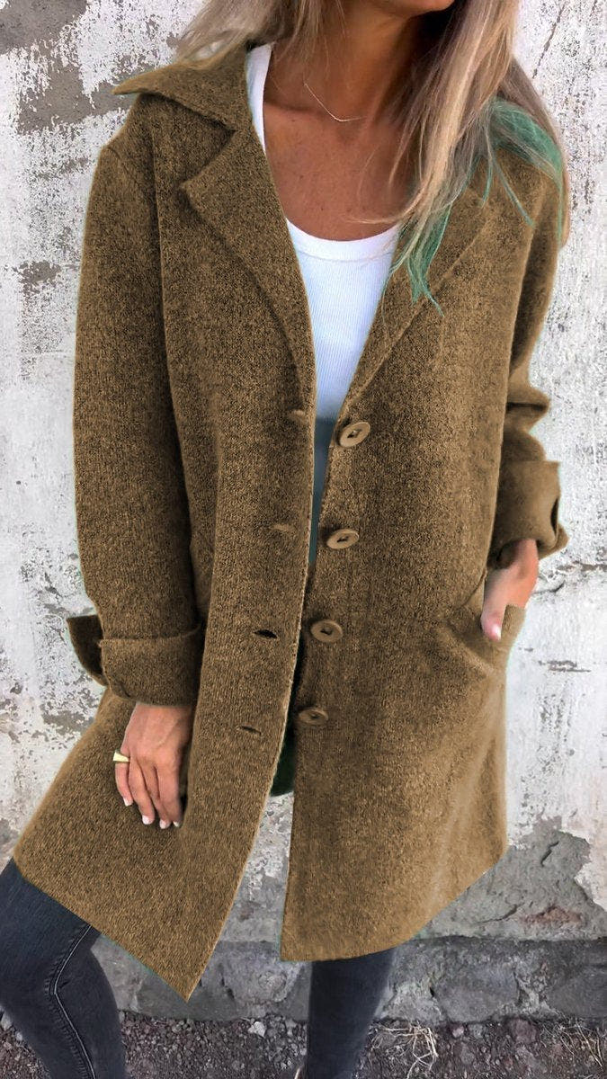 Harper Women's Relaxed-Fit Long Button-Front Lapel Coat - Nora & Rose Maine, view 7