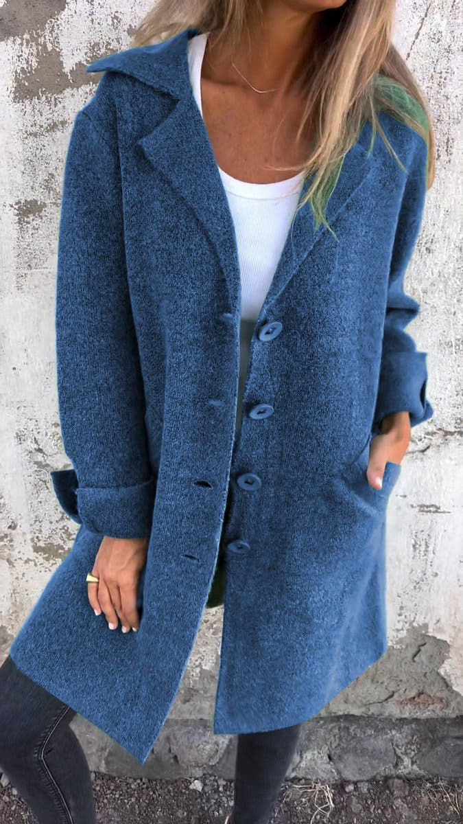 Harper Women's Relaxed-Fit Long Button-Front Lapel Coat - Nora & Rose Maine, view 8
