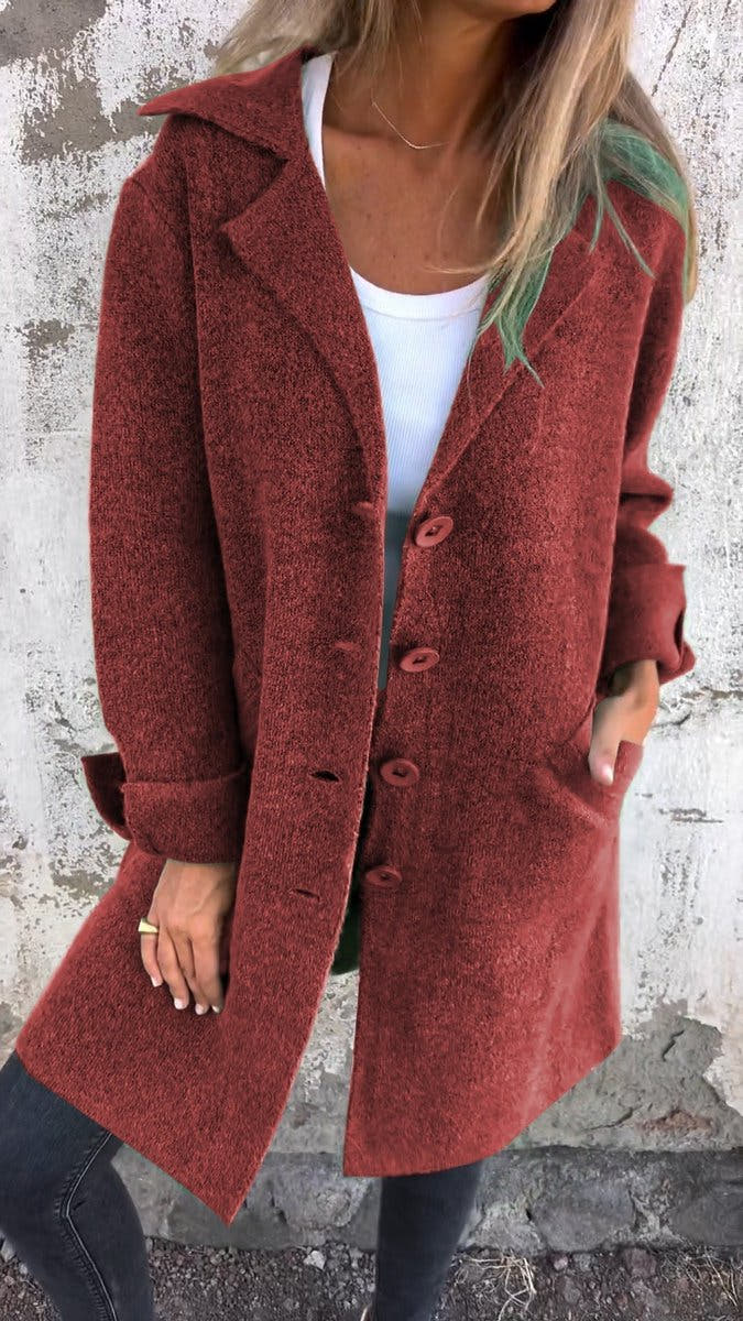 Harper Women's Relaxed-Fit Long Button-Front Lapel Coat - Nora & Rose Maine, view 9