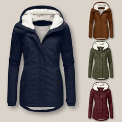 Harper Women's Sherpa-Lined Hooded Quilted Jacket Fleece Winter Coat - Nora & Rose Maine, view 11