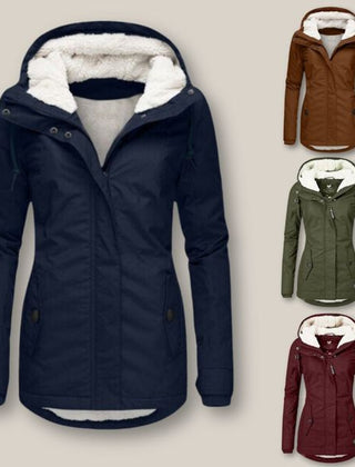 Harper Women's Sherpa-Lined Hooded Quilted Jacket Fleece Winter Coat - Nora & Rose Maine, view 11