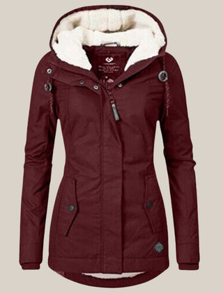 Harper Women's Sherpa-Lined Hooded Quilted Jacket Fleece Winter Coat - Nora & Rose Maine, view 12