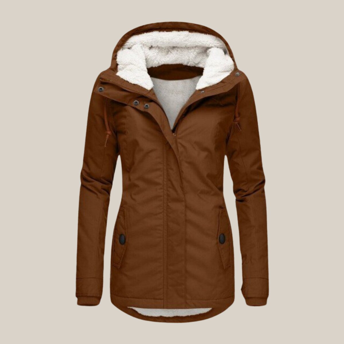 Harper Women's Sherpa-Lined Hooded Quilted Jacket Fleece Winter Coat - Nora & Rose Maine, view 5