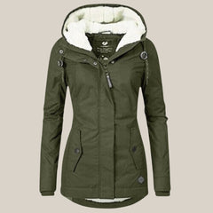 Harper Women's Sherpa-Lined Hooded Quilted Jacket Fleece Winter Coat - Nora & Rose Maine, view 7